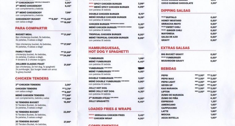 Jollibee- Madrid Prices