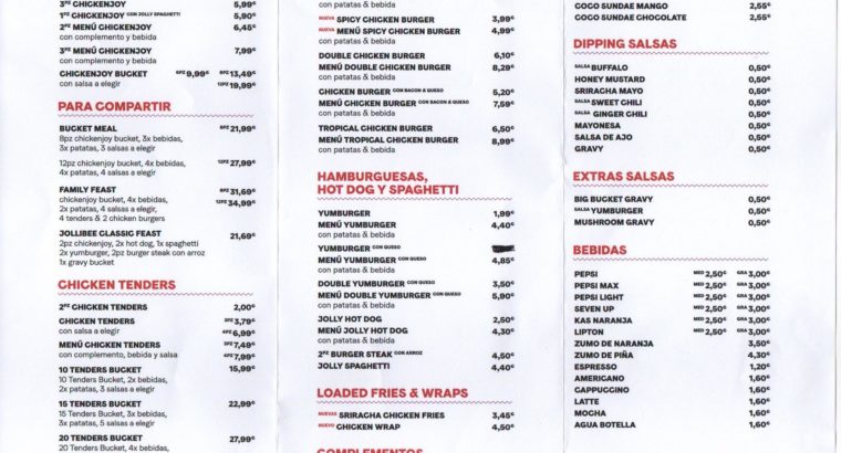 Jollibee- Madrid Prices